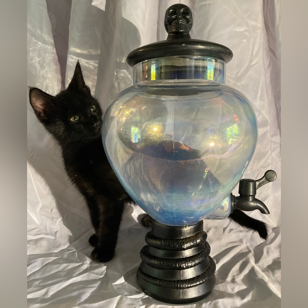 Glass Beverage Dispenser W/ Skull And Snake Accents